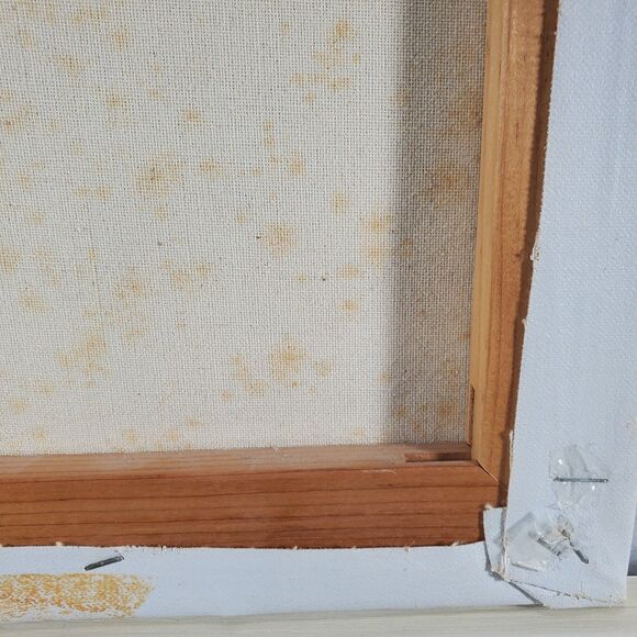 Vintage Signed Oil Painting Kitten Cat Mid-Century Modern Avocado Green T Peak - Picture 9 of 10